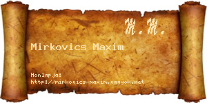 Mirkovics Maxim névjegykártya